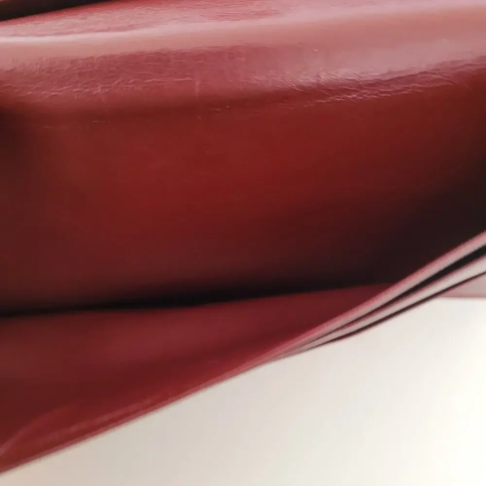 Cartier Vintage Bifold Leather Bordeaux Red‎ Wallet Large Credit Card Checkbook